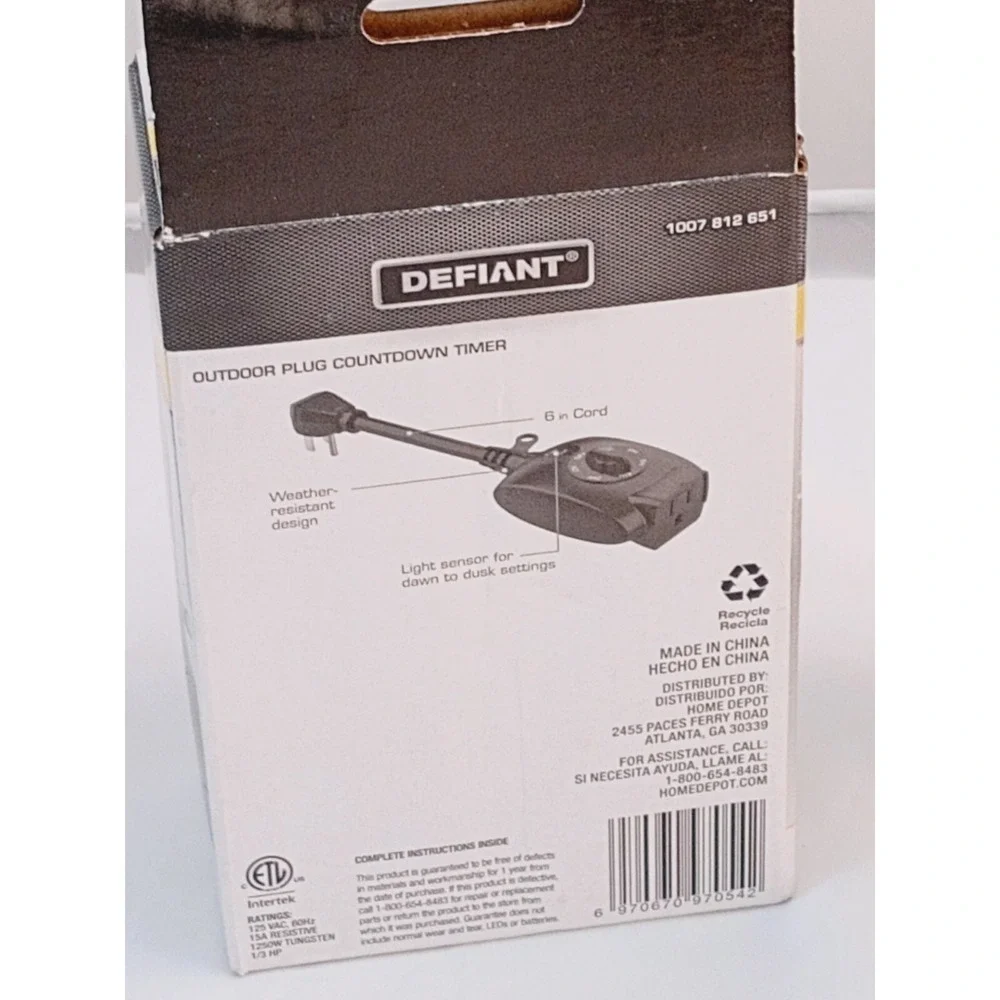 2-Defiant 15 Amp 24-Hour Outdoor Plug-In Mechanical Dusk to Dawn Countdown Timer